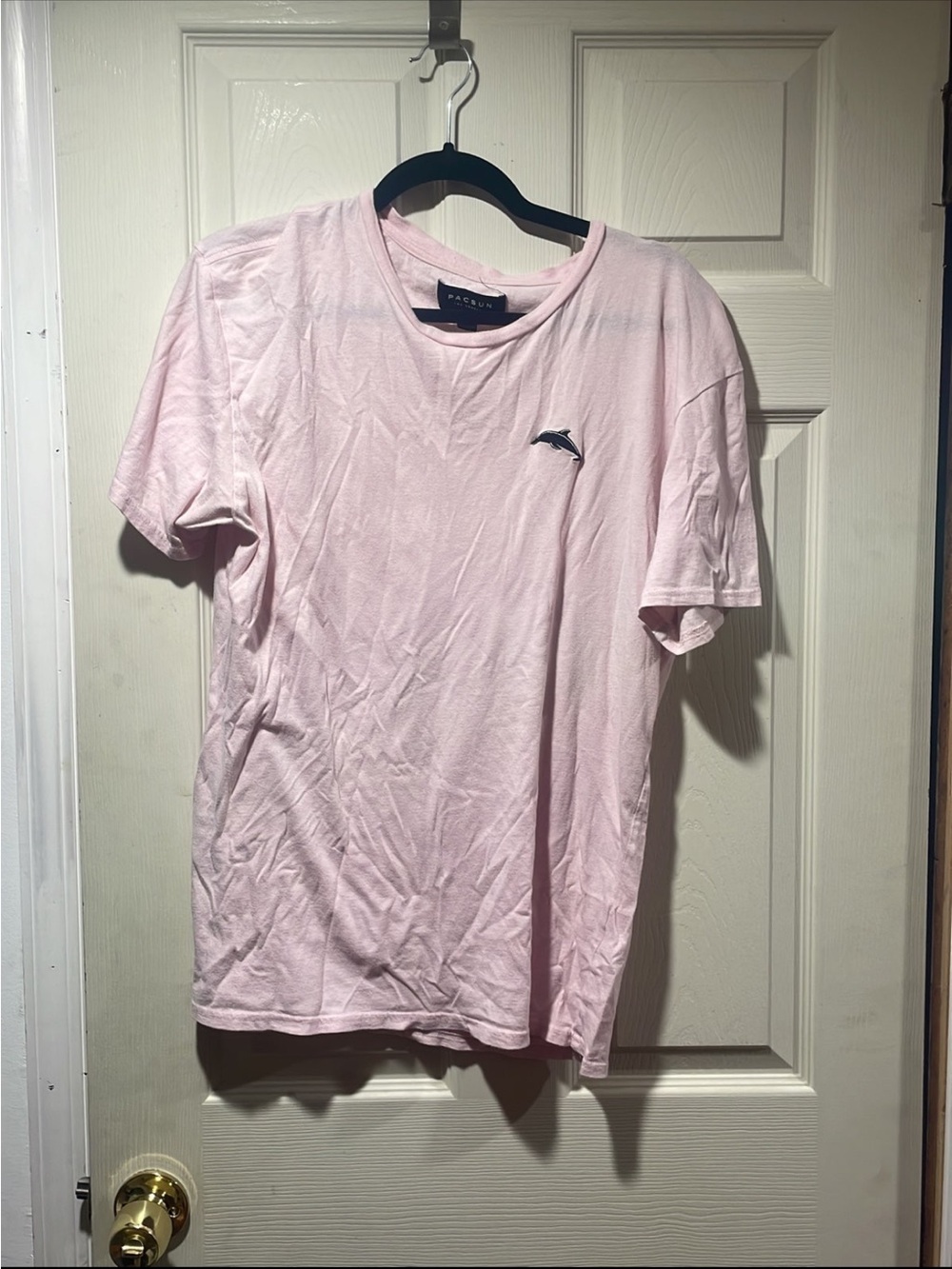 PacSun Light Pink Short Sleeve Tee with Dolphin Embroidery